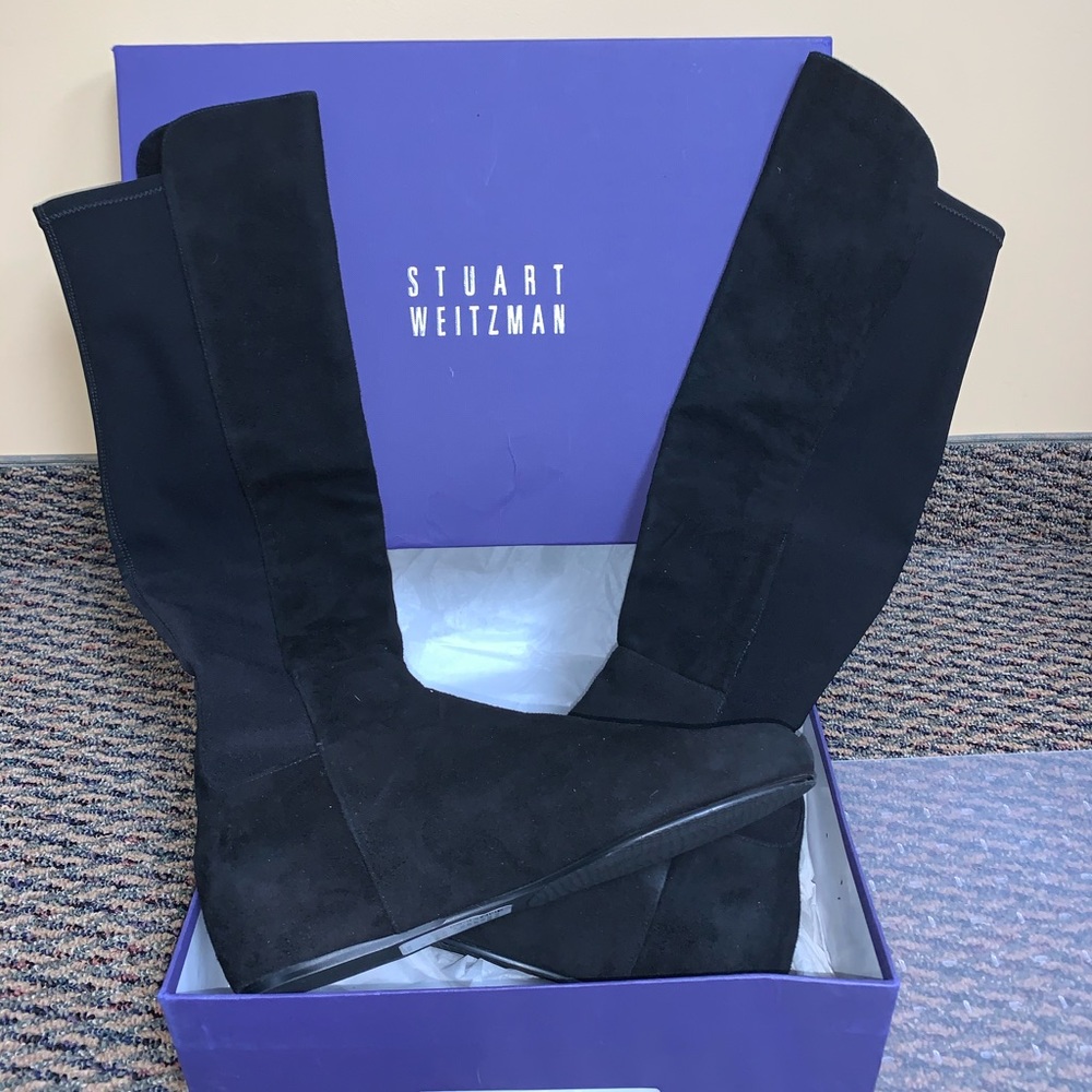 Stuart Weitzman over the knee black suede boots